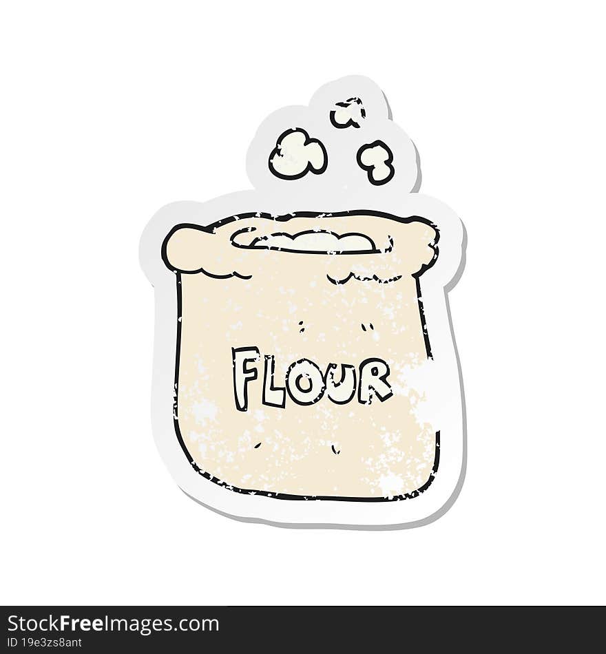 Retro Distressed Sticker Of A Cartoon Bag Of Flour