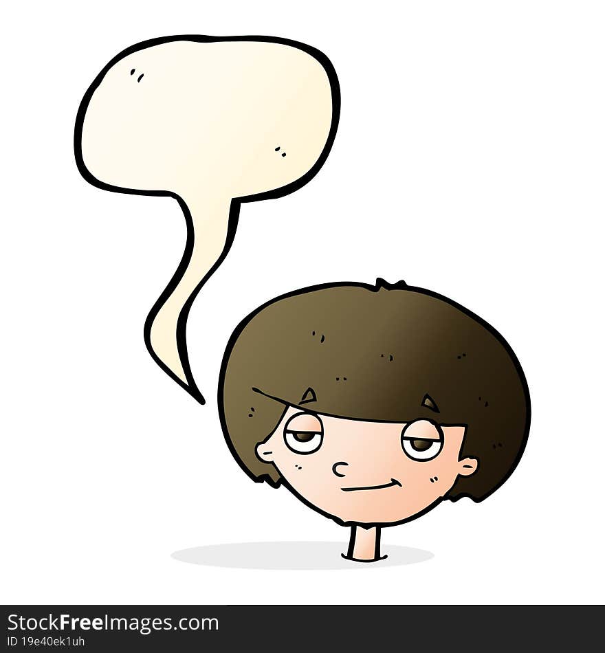 cartoon smug looking boy with speech bubble