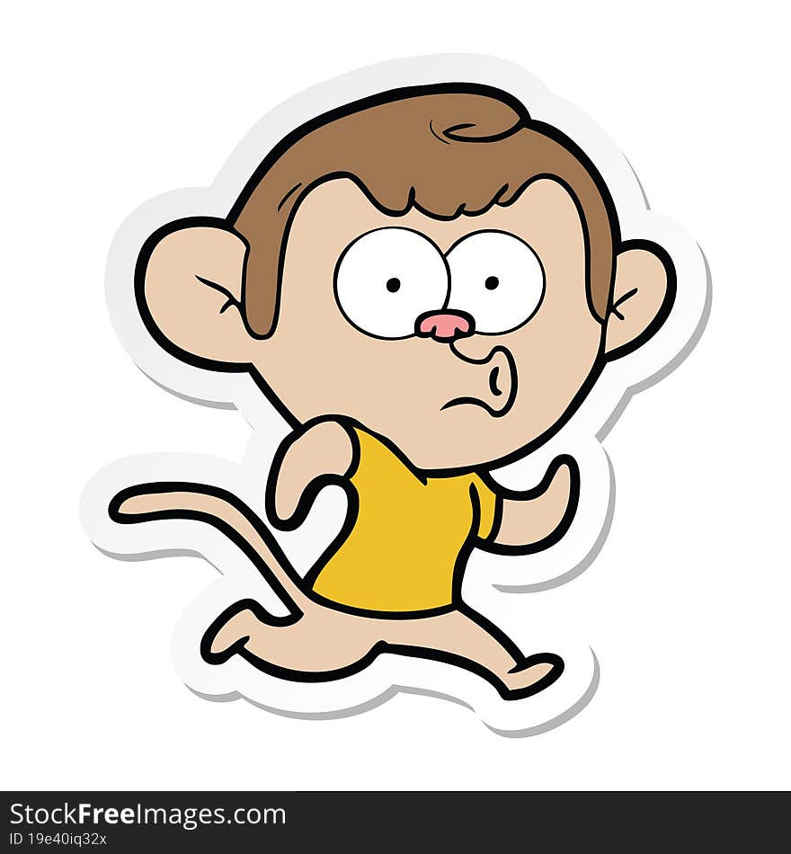 sticker of a cartoon hooting monkey