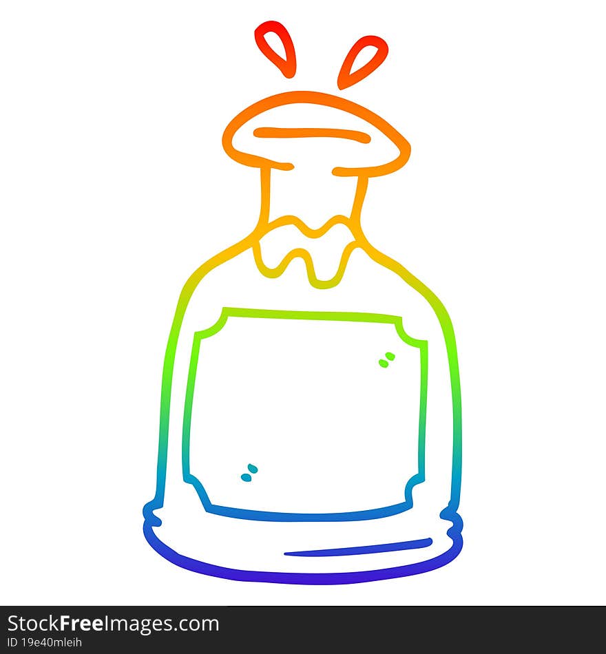 rainbow gradient line drawing of a cartoon glass decanter