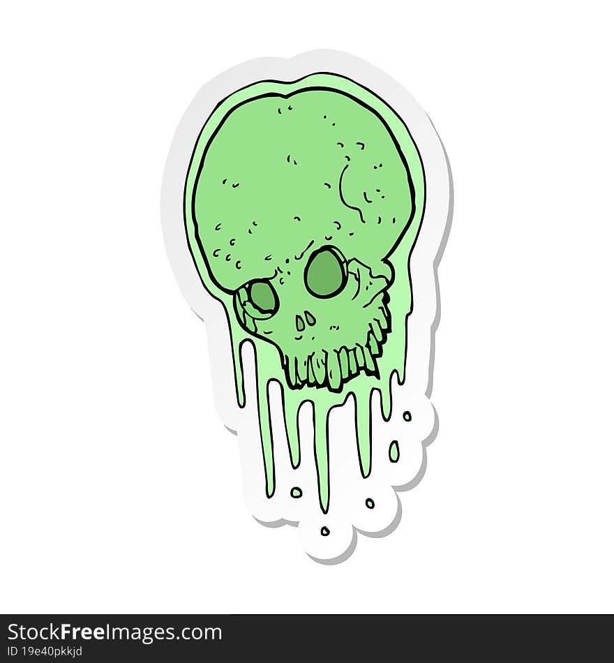 sticker of a cartoon slimy skull