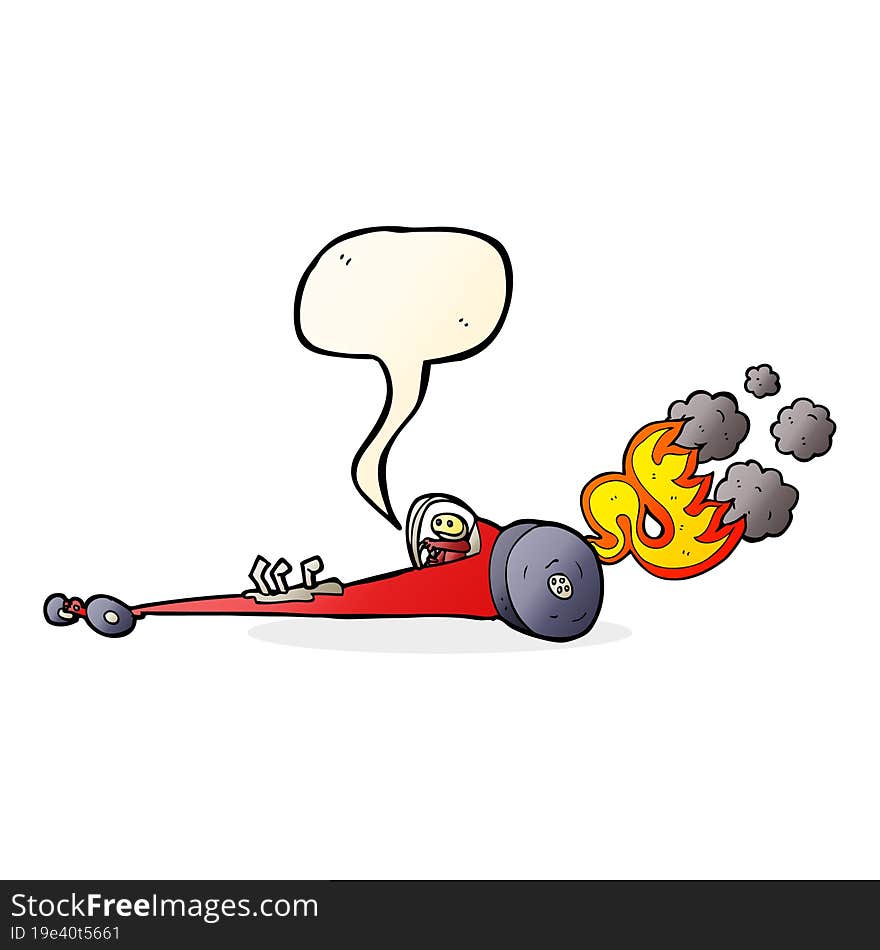 Cartoon Drag Racer With Speech Bubble