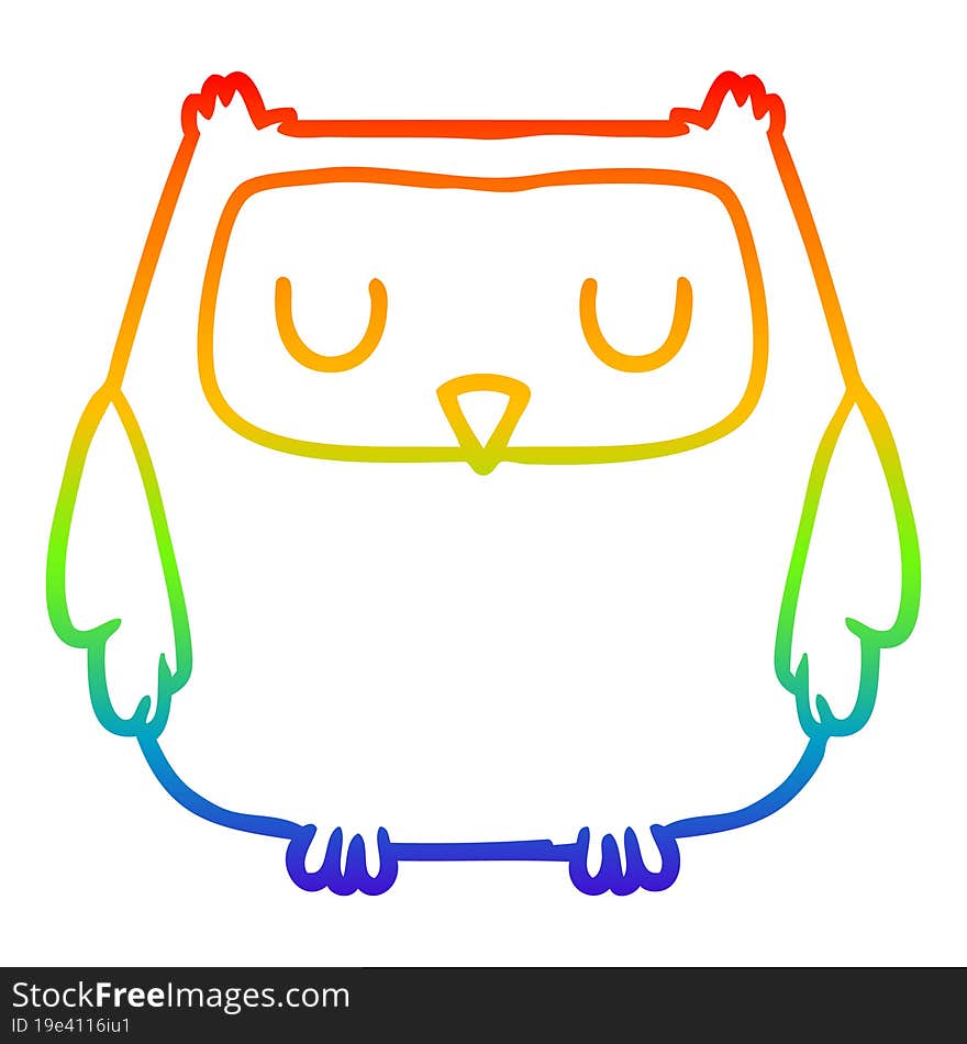 rainbow gradient line drawing cartoon owl