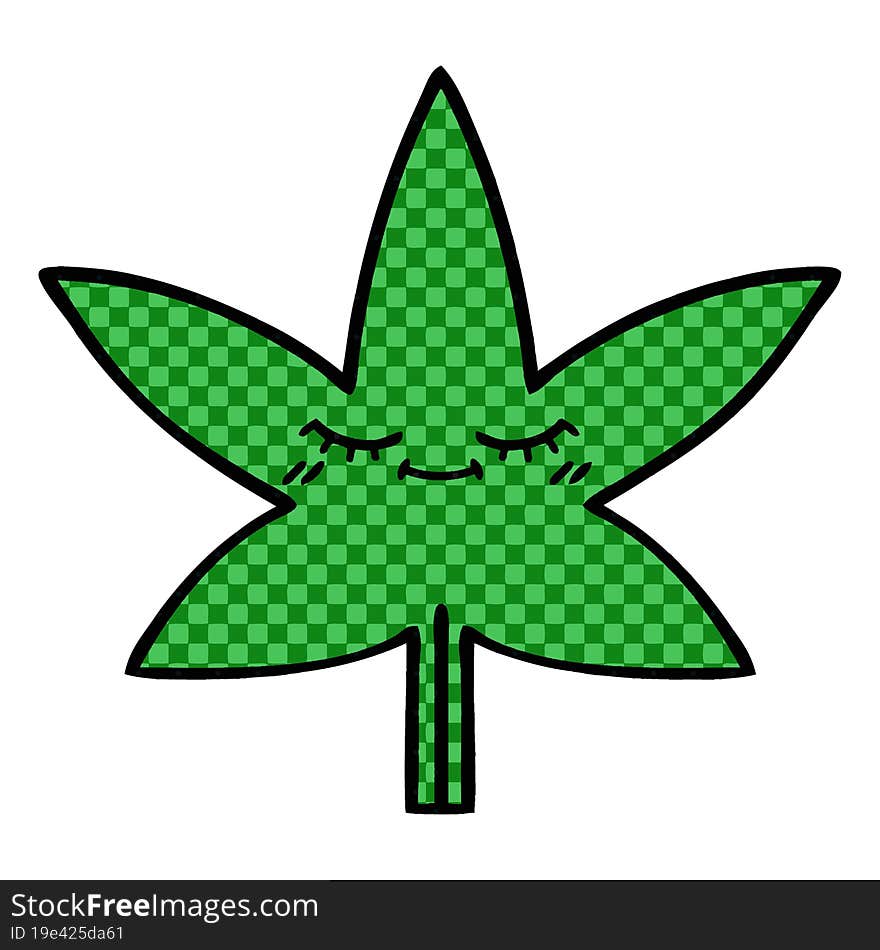 comic book style cartoon marijuana leaf