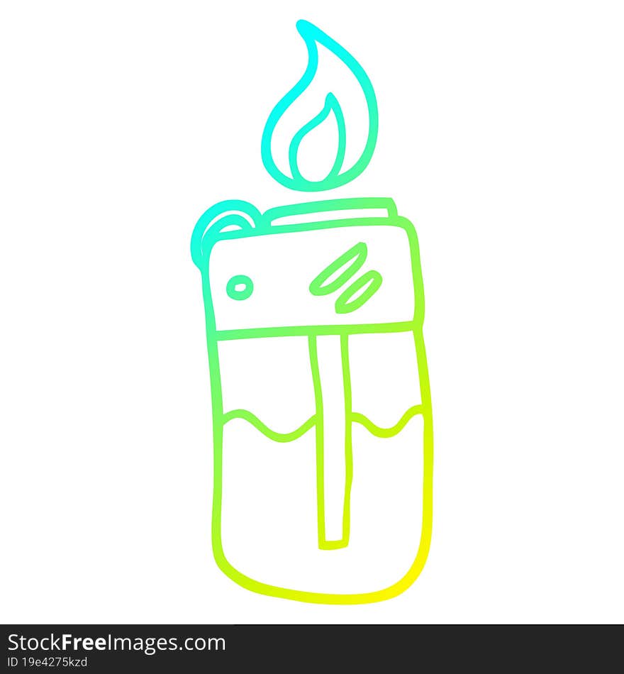 cold gradient line drawing of a cartoon cigarette lighter