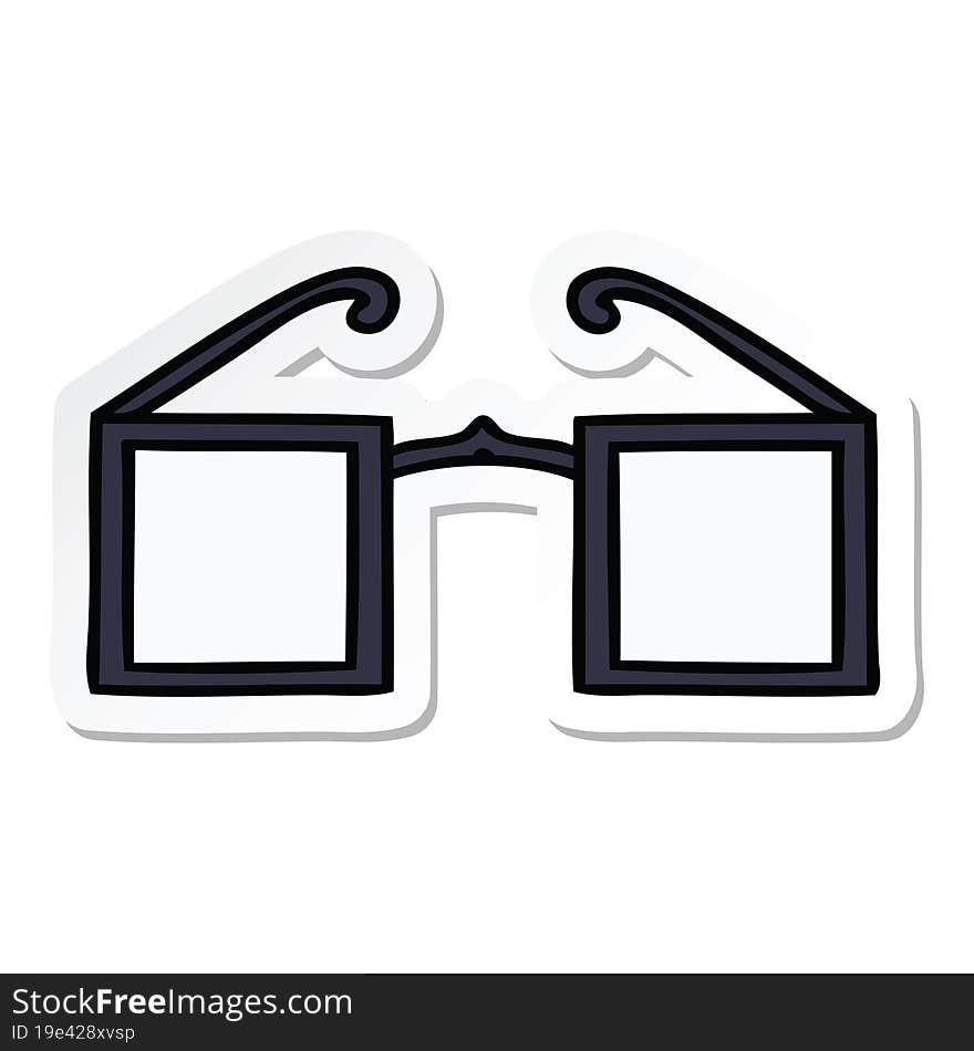 sticker of a cute cartoon square glasses