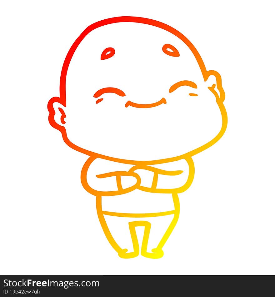 warm gradient line drawing cartoon happy bald man