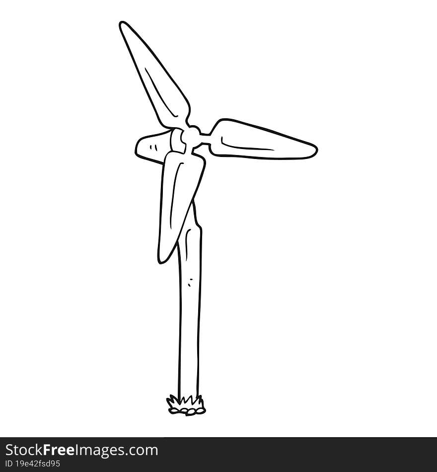 Black And White Cartoon Wind Farm Windmill