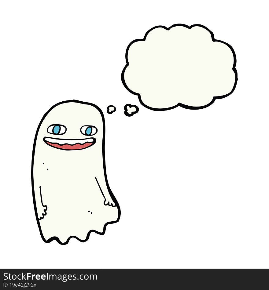 funny cartoon ghost with thought bubble