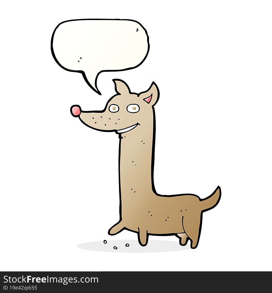 funny cartoon dog with speech bubble