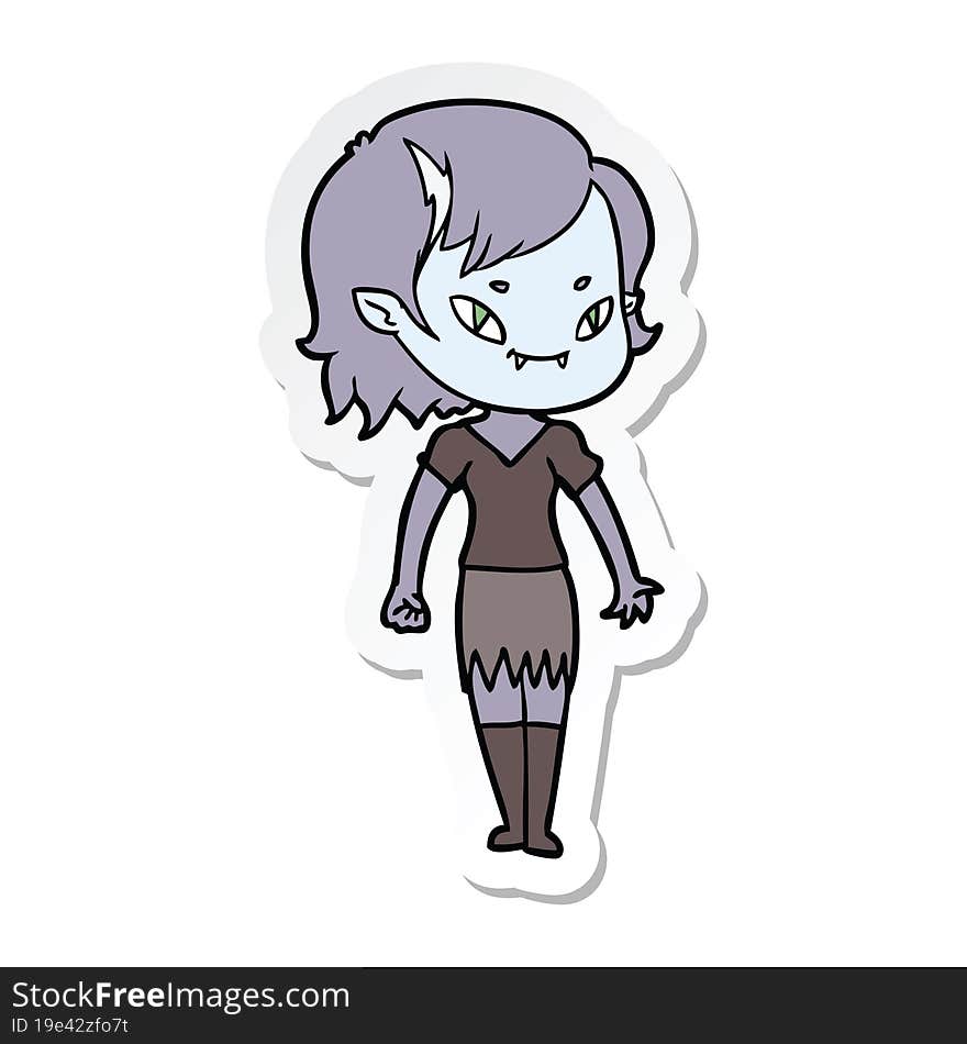 Sticker Of A Cartoon Friendly Vampire Girl