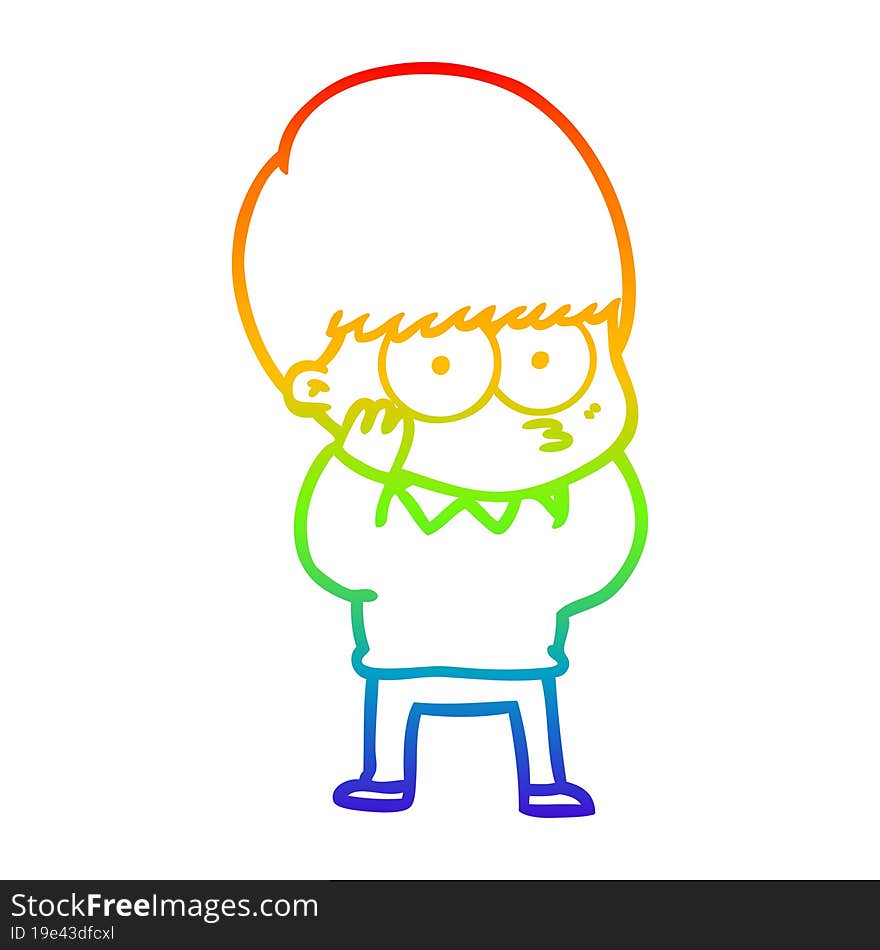 rainbow gradient line drawing nervous cartoon boy