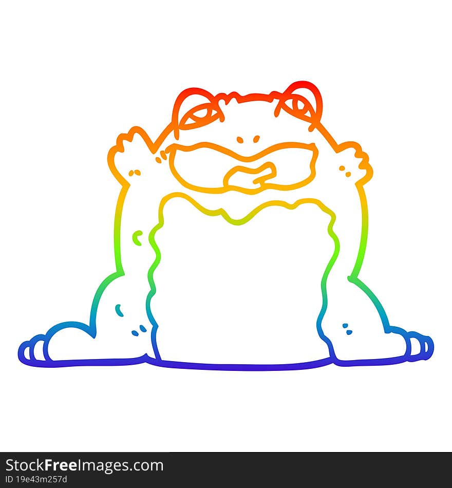 rainbow gradient line drawing cartoon toad