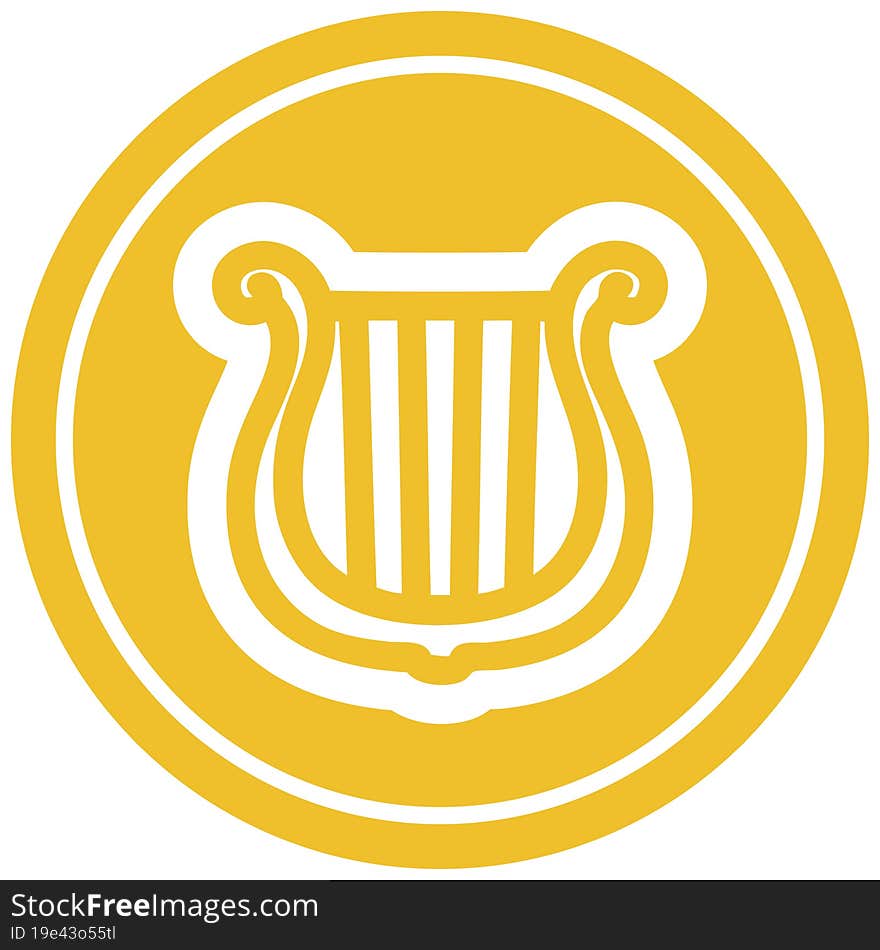 musical instrument harp circular icon