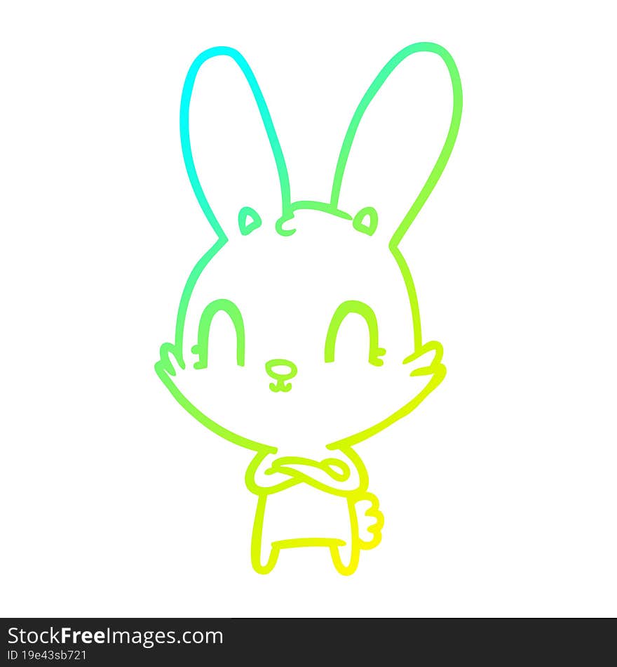 cold gradient line drawing of a cute cartoon rabbit