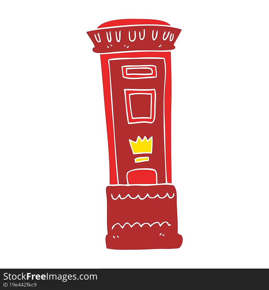 flat color illustration of a cartoon british post box