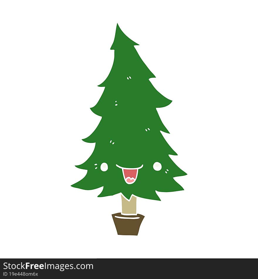 cute flat color style cartoon christmas tree