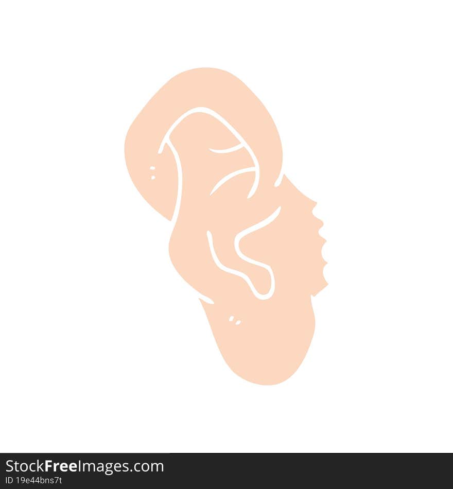 flat color illustration of ear. flat color illustration of ear