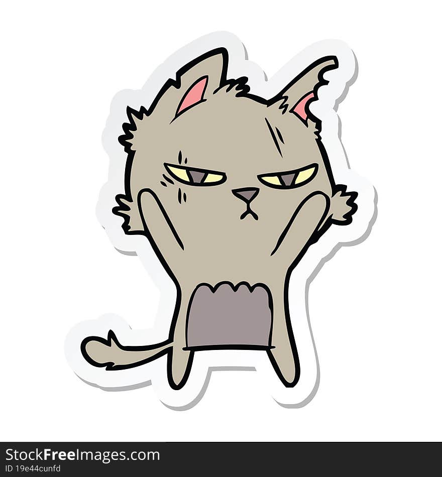 sticker of a tough cartoon cat