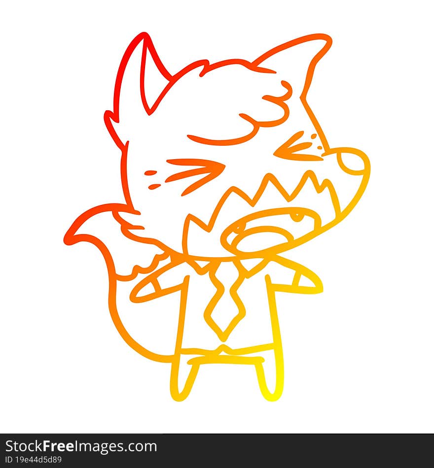 Warm Gradient Line Drawing Angry Cartoon Fox Boss