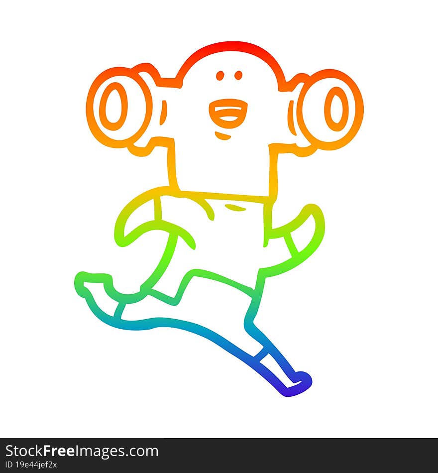 rainbow gradient line drawing friendly cartoon alien running