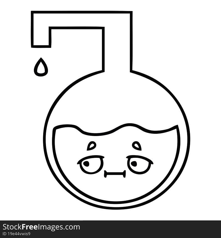 line drawing cartoon of a science experiment