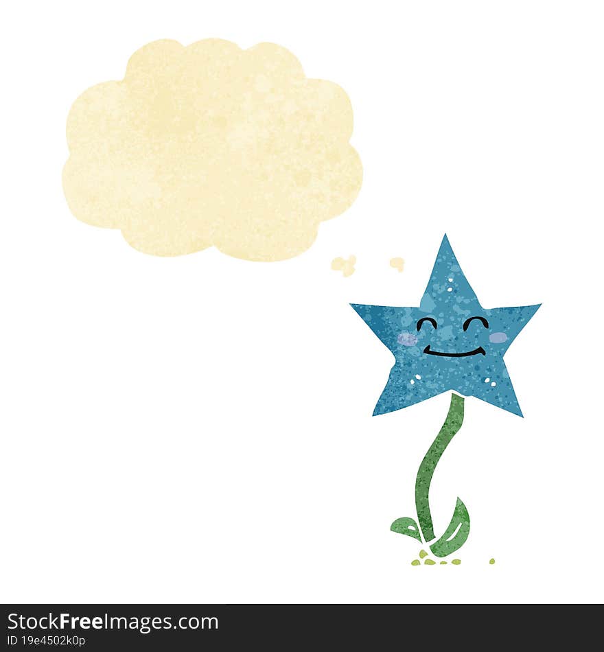 cartoon star flower with thought bubble