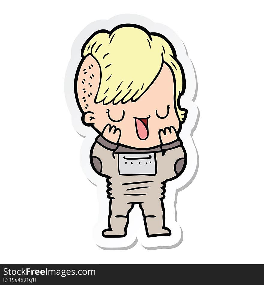 sticker of a cute cartoon girl with hipster haircut