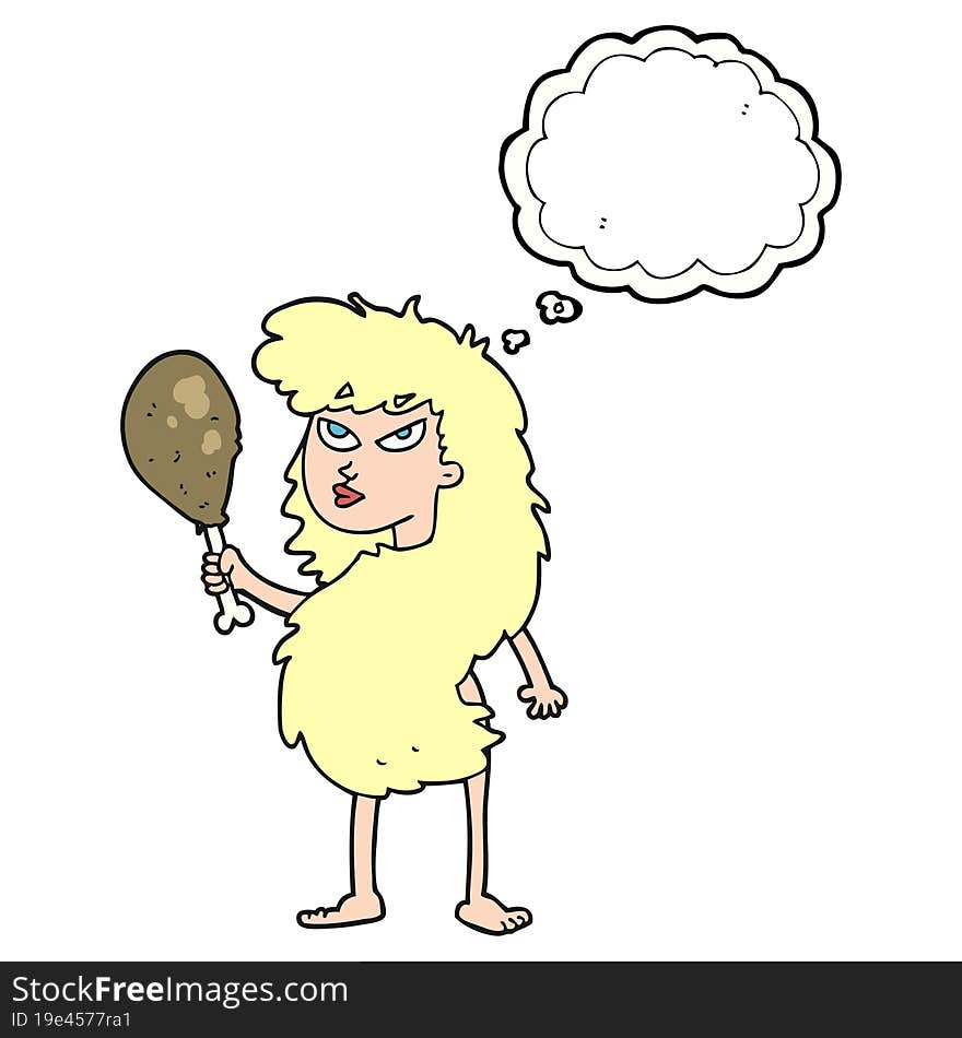 Thought Bubble Cartoon Cavewoman With Meat