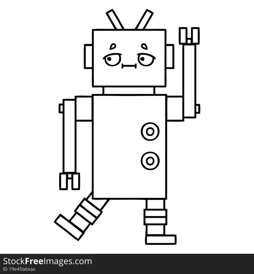 Line Drawing Cartoon Robot