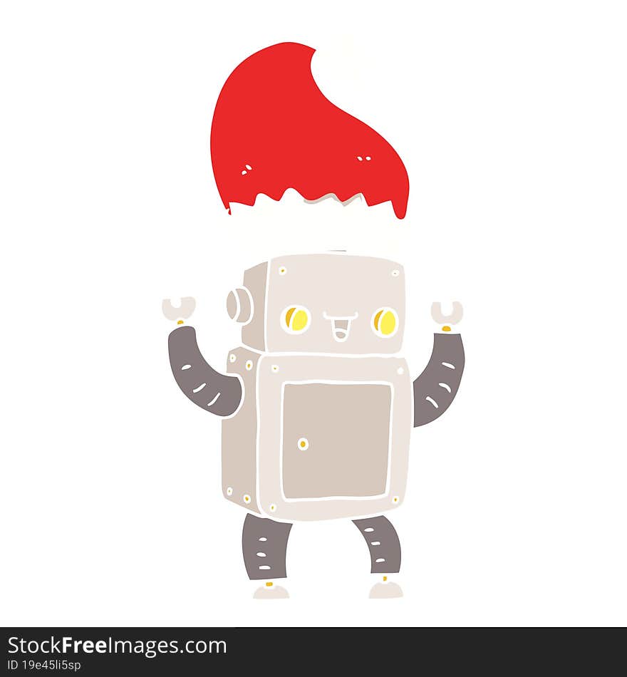 flat color style cartoon christmas robot