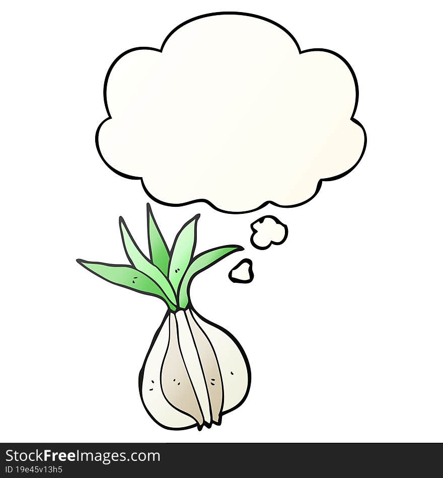 cartoon onion with thought bubble in smooth gradient style