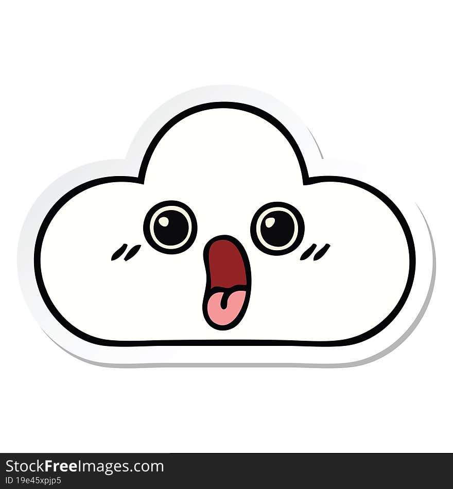 sticker of a cute cartoon cloud