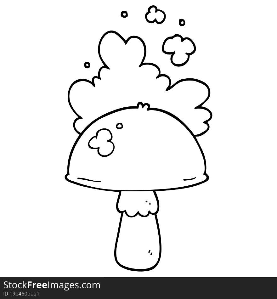 Cartoon Mushroom With Spore Cloud