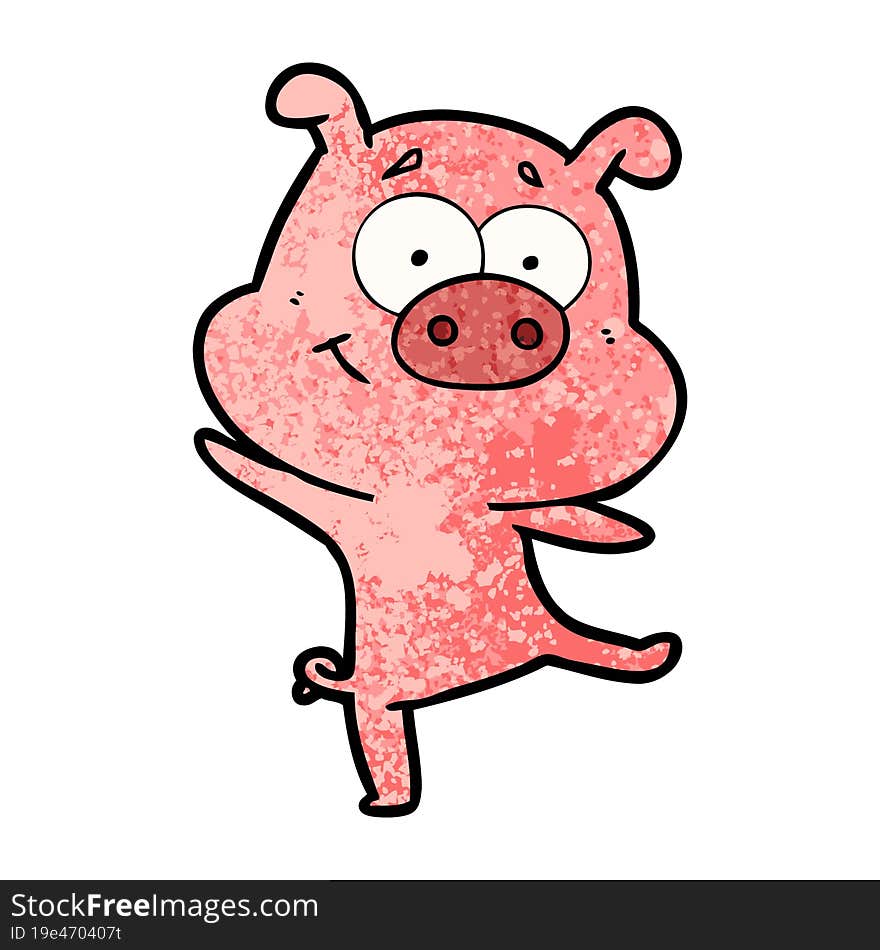 happy cartoon pig dancing. happy cartoon pig dancing