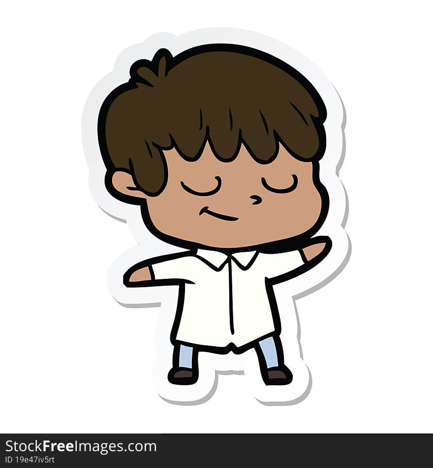 sticker of a cartoon happy boy