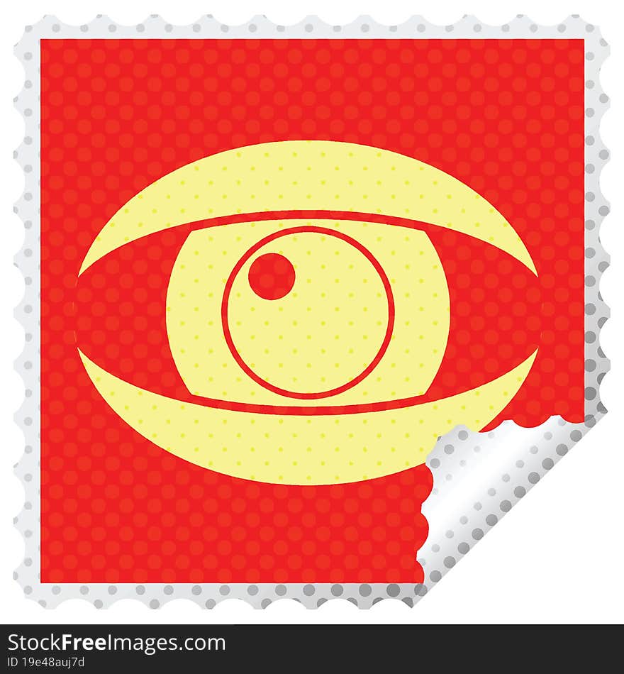 staring eye square peeling sticker