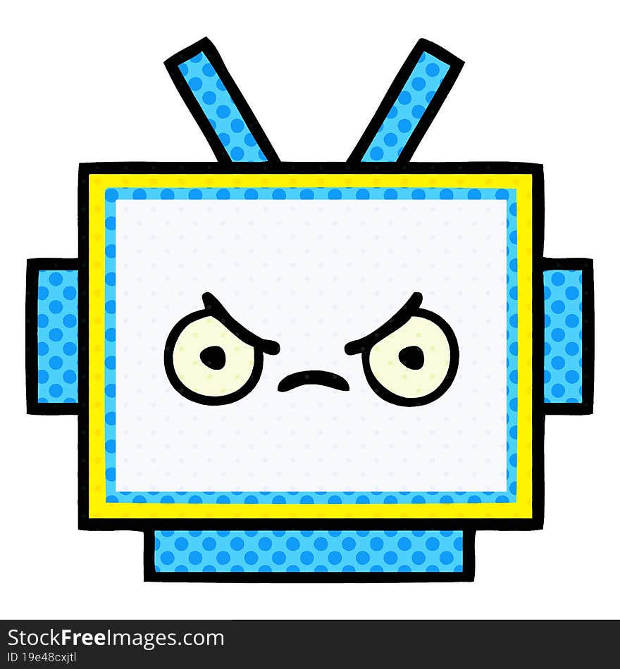 comic book style cartoon robot head