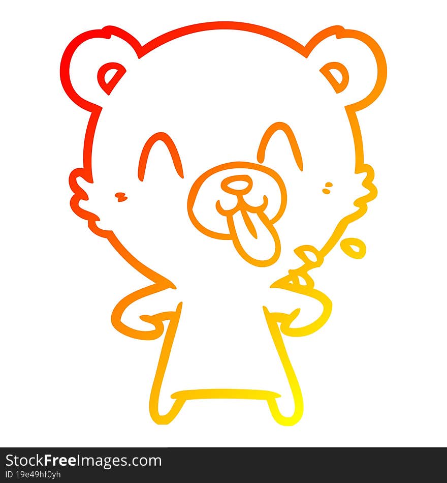 warm gradient line drawing rude cartoon bear