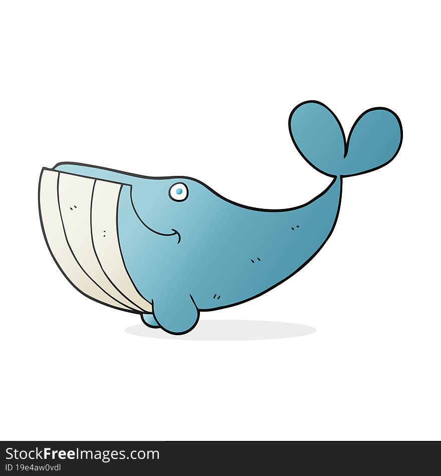 freehand drawn cartoon happy whale