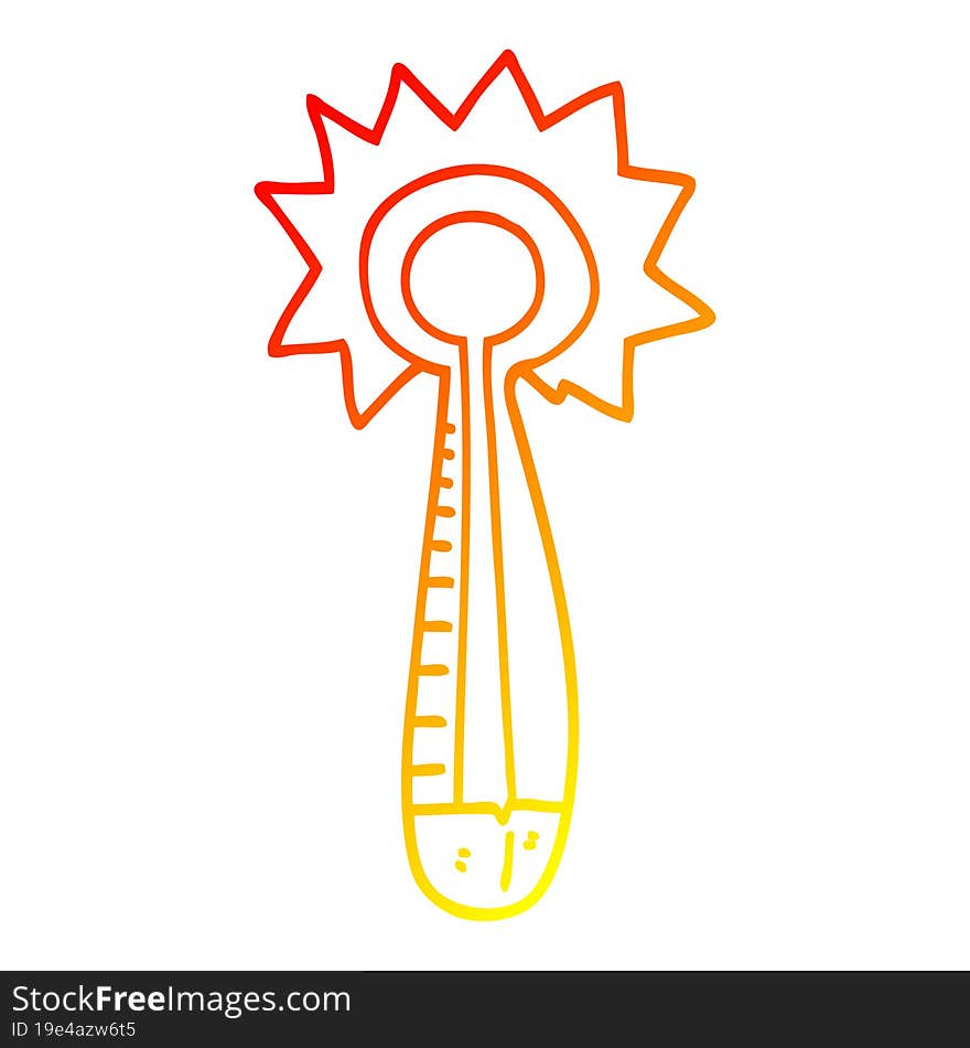 warm gradient line drawing cartoon hot thermometer