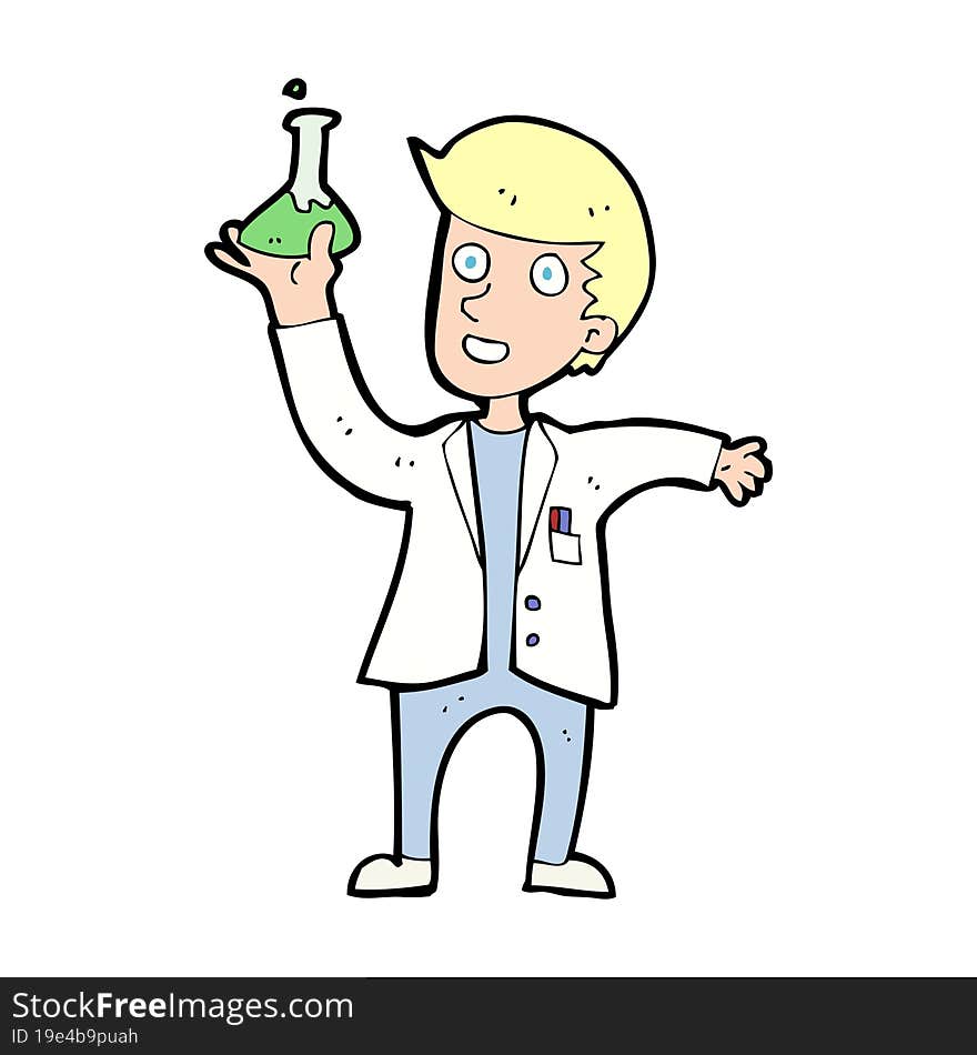 cartoon happy scientist