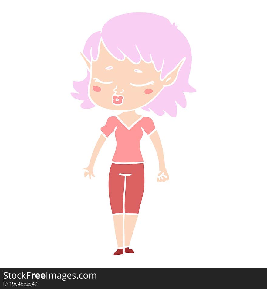 pretty flat color style cartoon elf girl