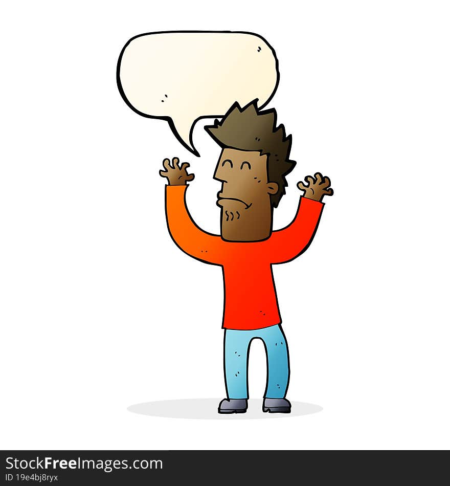 cartoon stressed man with speech bubble