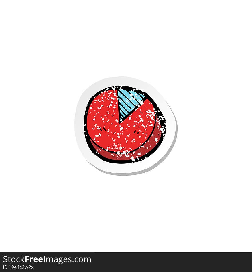 Retro Distressed Sticker Of A Doodle Cartoon Pie Chart