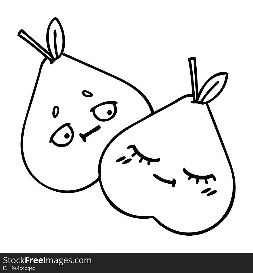 Line Drawing Cartoon Pears