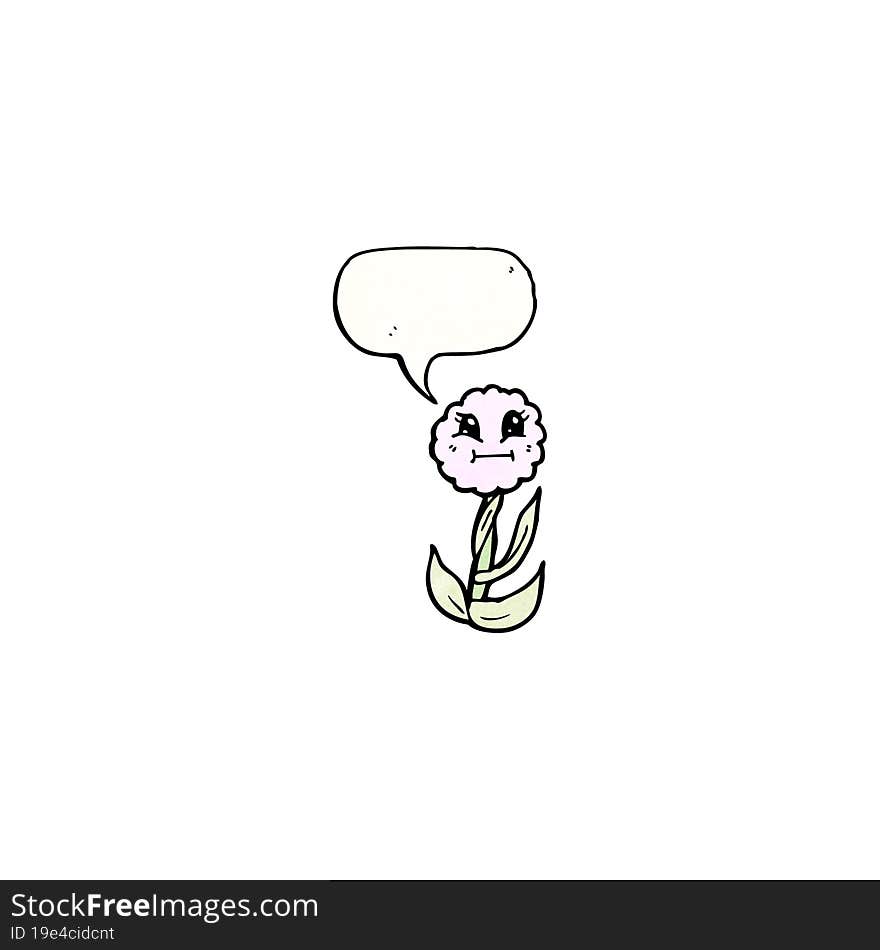 Cute Cartoon Flower With Speech Bubble