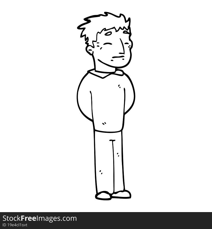 black and white cartoon man standing