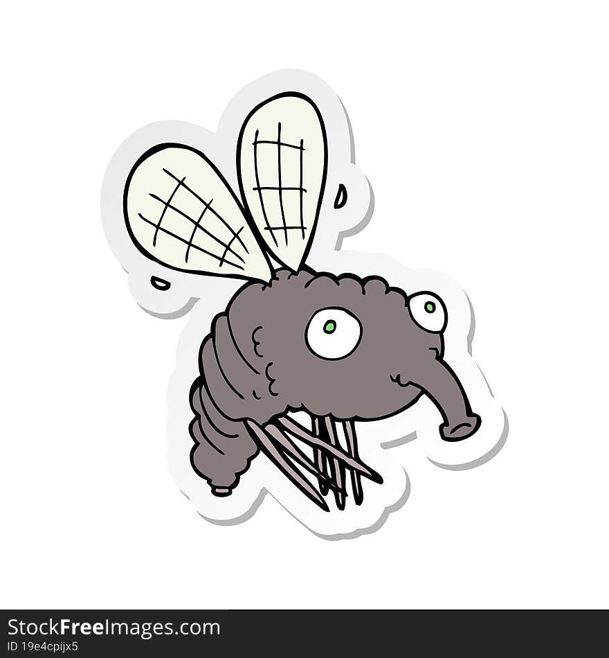 Sticker Of A Cartoon Fly