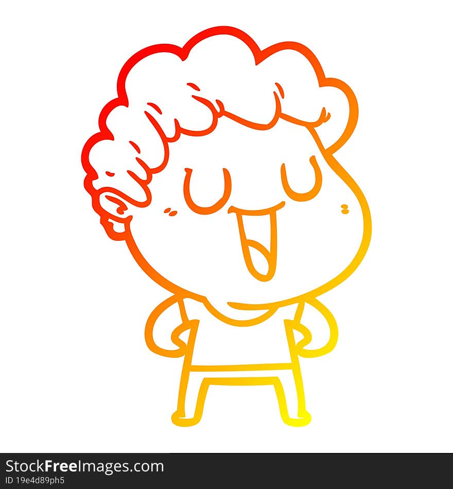 warm gradient line drawing of a laughing cartoon man